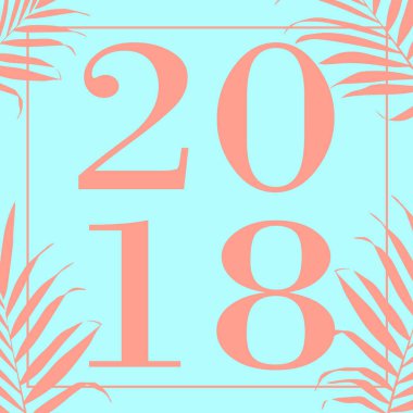 Mutlu yeni yıl turkuaz 2018 metin tasarım vektör çizim