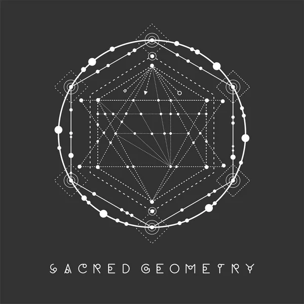 Vetor de geometria sagrada esotérica em fundo preto —  Vetores de Stock