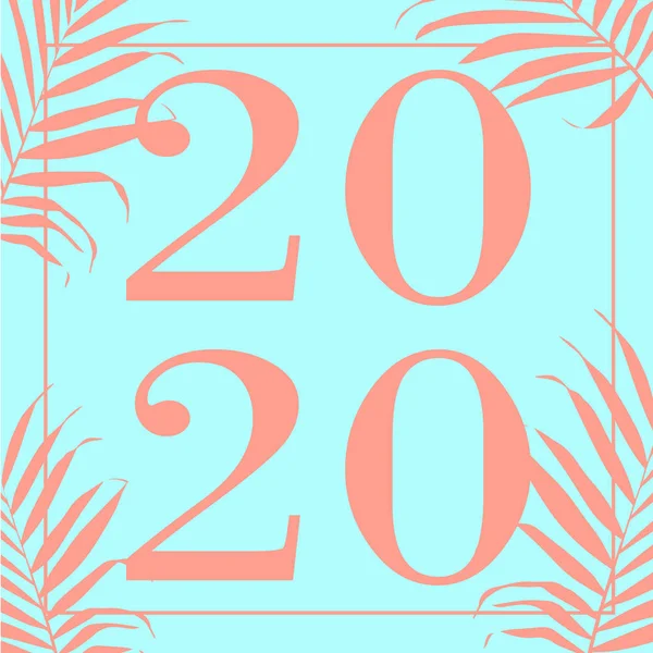 С новым годом бирюзовый 2020 Текстовый дизайн Векторная иллюстрация — стоковый вектор
