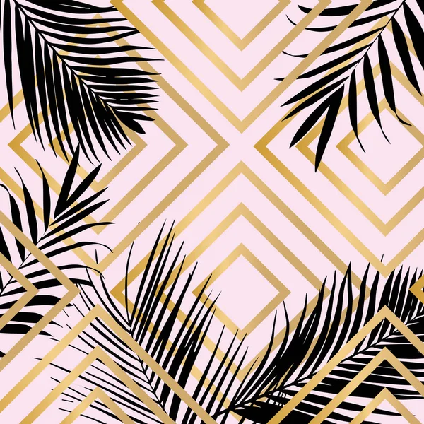 Vector Palm Bladeren Roze Achtergrond — Stockvector