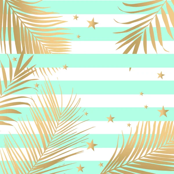 Vector tropical gold palm leaves on fashion background — Stock Vector
