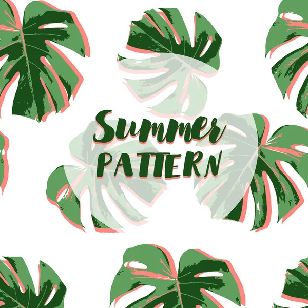 Tropical fashion summer background with leaves palm — Stock Vector