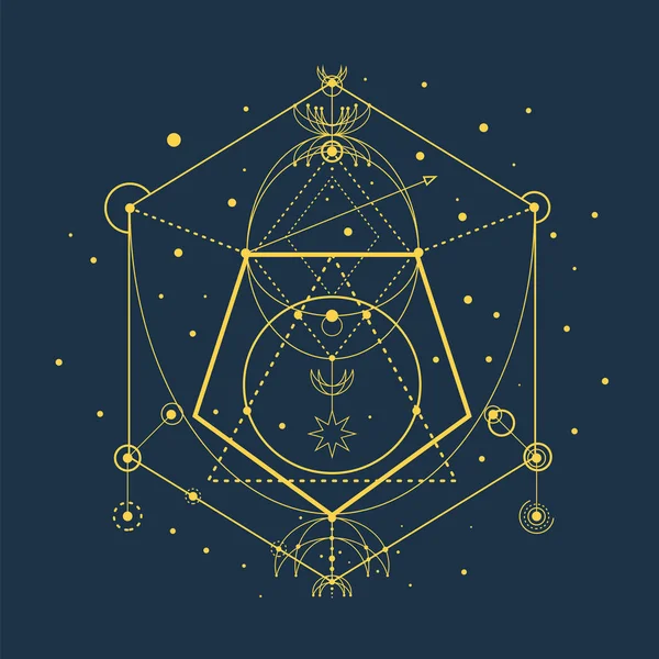 Vetor geomety sagrado esotérico no fundo azul — Vetor de Stock