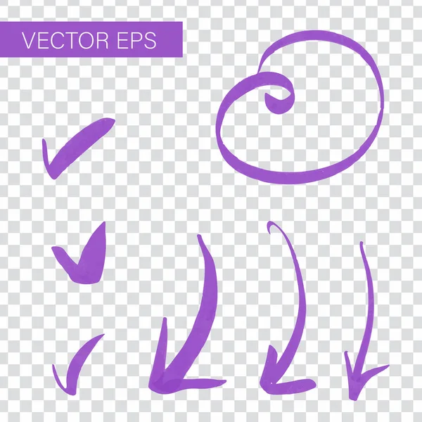 Фиолетовый цветной маркер с ручной маркировкой — стоковый вектор