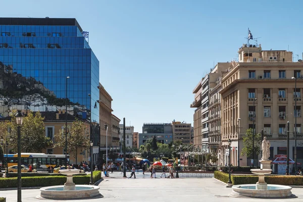 Atenas Grécia Setembro 2017 Vista Praça Rua Omonoia Partir Das — Fotografia de Stock