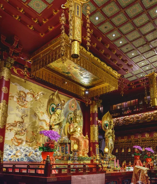 Сингапур Сингапур Января 2018 Года Интерьер Храма Зубной Реликвии Будды — стоковое фото