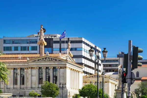 Seitliche Ansicht Des Hauptgebäudes Der Akademie Von Athens Von Der — Stockfoto