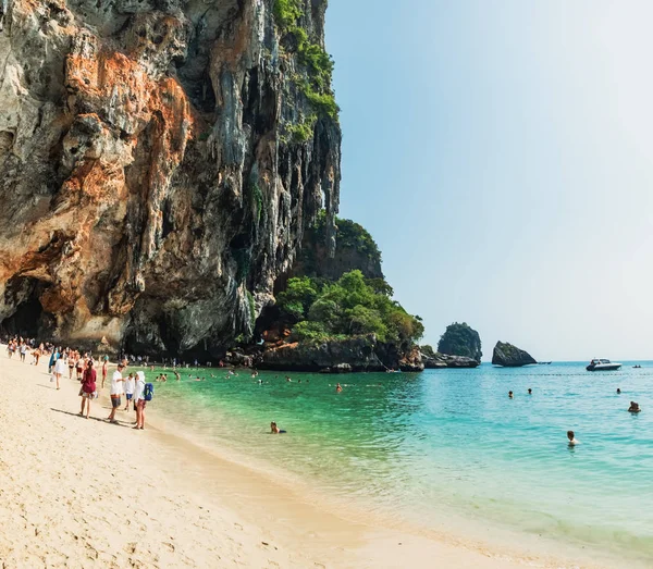 Railay Thaïlande Février 2018 Crowded Phra Nang Cave Beach Railay — Photo