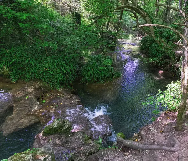 Природный Пейзаж Водопадов Крушуна Болгарии Бирюзовая Вода Водопадов Террас Бассейнов — стоковое фото