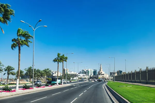 Abdullah Bin Jassim Street Famosa Rota Ônibus Turístico Doha Qatar — Fotografia de Stock