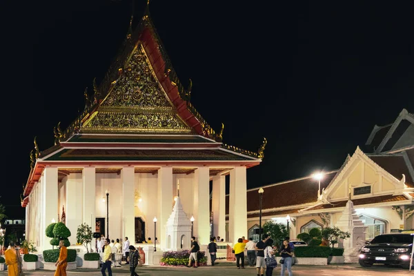 Bangkok Thailand December 2015 Tempel Met Gloeiende Lichten Nacht Wat — Stockfoto