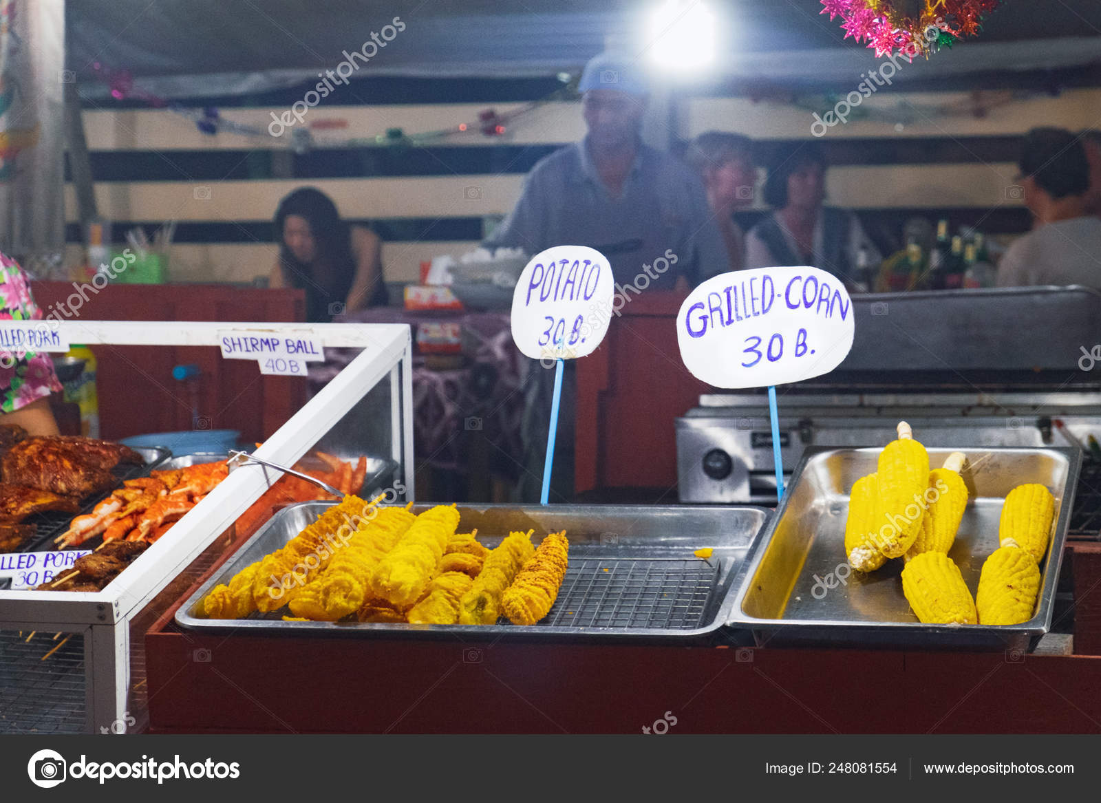 Food For Sale At Night Market Khao Lak Thailand Stock