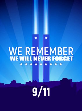 11 Eylül yurtseverlik gün. Vektör çizim, mavi renkler metin ve beyaz yıldız