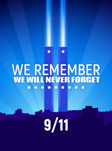 Jour du Patriote, 11 septembre. Illustration vectorielle, couleurs bleues avec texte et étoiles blanches — Image vectorielle