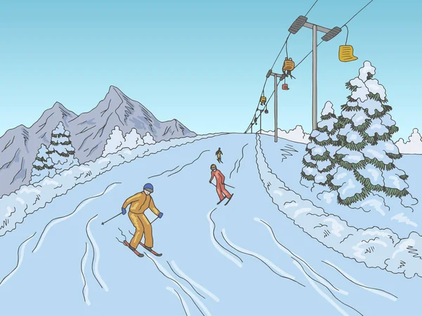 Cable Car Graphique Montagne Couleur Paysage Croquis Illustration Vecteur Image Vectorielle Par Aluna11 C Illustration 234783880