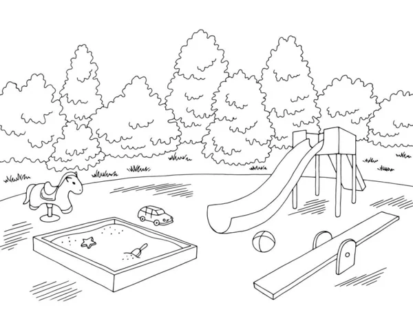 Playground graphic black white landscape sketch illustration vector — Stock Illustration Playground Graphic Black White Landscape Sketch Illustration Vector Vector Graphics