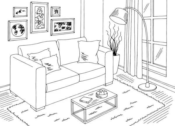 Living Room Graphic Black White Home