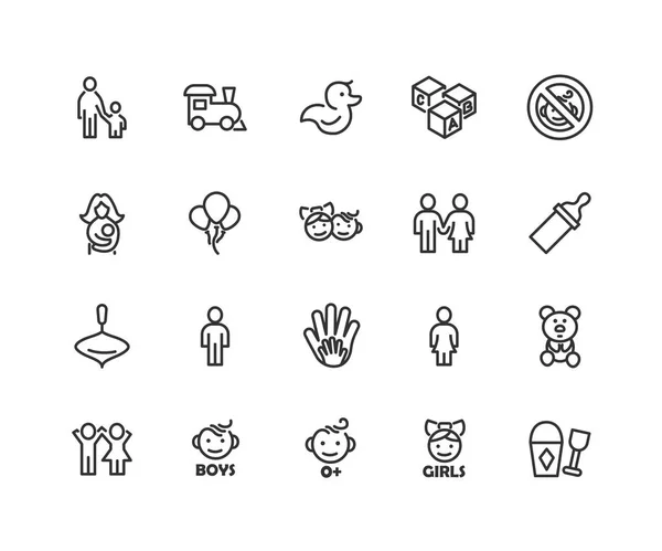 Simple Set of Children Care Related Vector Line Icons. Contains such Icons as Balloon, Train, Bear, Duck and more. Editable Stroke. 48x48 Pixel Perfect. — Stock Vector