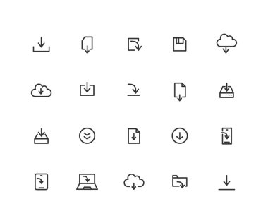 Basit Download vektör hat simgeler kümesi. Bulut, App, dosya ve daha fazlası gibi simgeler içerir. Düzenlenebilir vektör inme. 48 x 48 piksel mükemmel.
