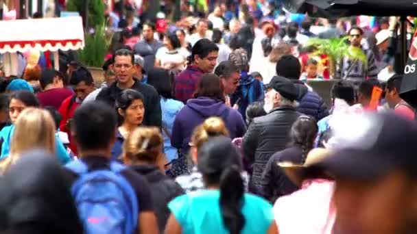 墨西哥恰帕斯 2018年8月 游客和当地居民在圣 Cristobal Casas 大街上漫步 — 图库视频影像