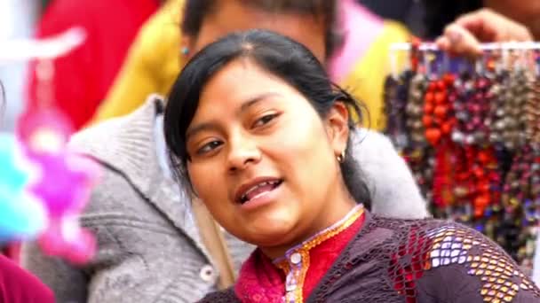 Chiapas Mexico Circa August 2018 Close Slow Motion Indigenous Woman — Stock Video