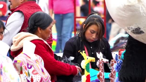 Las mujeres indígenas comerciantes ofrecen ropa TAKE 3 — Vídeo de stock