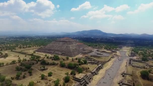 Luftaufnahme Der Mondpyramide Zeremonialkomplex Von Teotihuacan Estado Mexico Mexiko Nehmen — Stockvideo