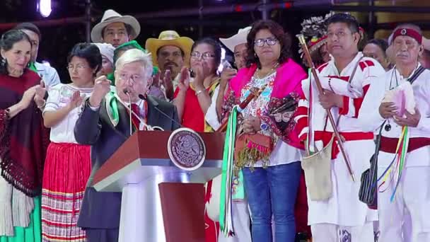 Città Del Messico 2018 Andres Manuel Lopez Obrador Parla Alla — Video Stock