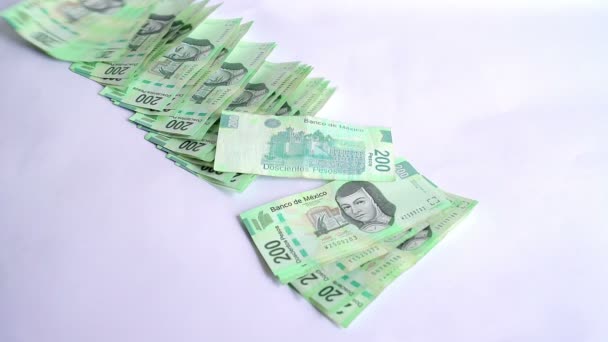 Montón Billetes 200 Pesos Mexicanos Caen Suelo Take2 — Vídeos de Stock