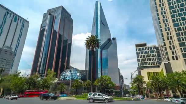 Cidade México Februário 2019 Hiperlapso Palmas Roundabout Setor Financeiro Avenida — Vídeo de Stock