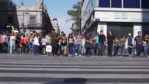 Mexico City June 2019 Slow Motion Full Shot People Walking — Stock Video