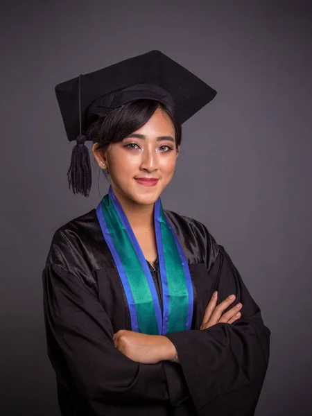 Πορτρέτο Του Νέους Ελκυστικές Ασίας Θηλυκό Πτυχίο Αποφοίτησης Κγπ Και — Φωτογραφία Αρχείου