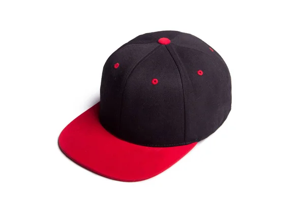 İzole siyah ve kırmızı beysbol şapkası — Stok fotoğraf