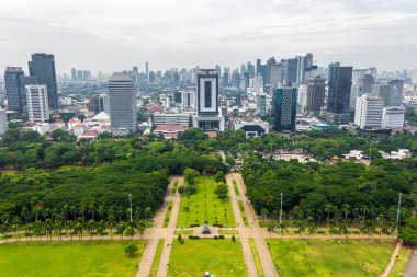 Jakarta, Endonezya - 10 Mart 2019: Jakarta'nın panoramik manzarası