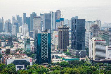 Jakarta, Endonezya - 10 Mart 2019: J'deki gökdelen binaları