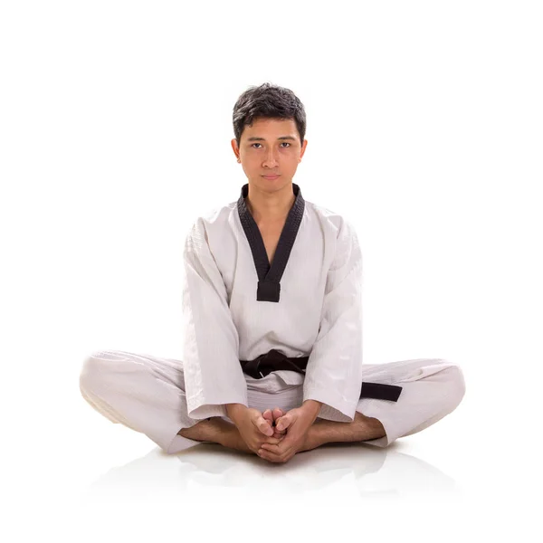 Traditionell Martial Artist sitter i Lotus position — Stockfoto