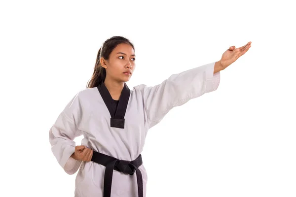 Taekwondo fyra fingrar slå på vit bakgrund — Stockfoto