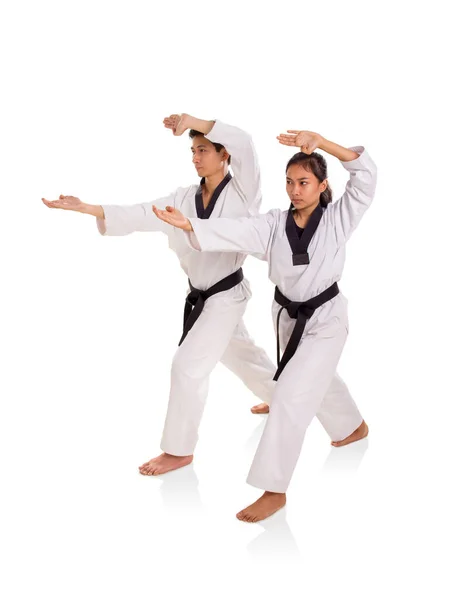 Taekwondo csapat ujj sztrájk technika — Stock Fotó