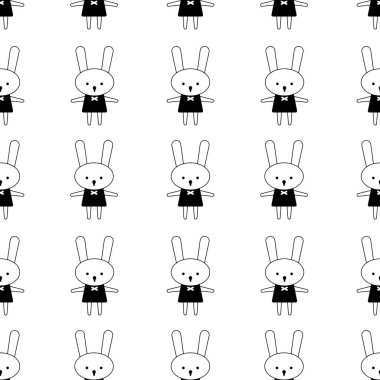 Sevimli tavşan Dikişsiz desen arka plan. Vektör düz sevimli polka noktaları şablon, basit en az örnek. kumaş ve kağıt tasarımı