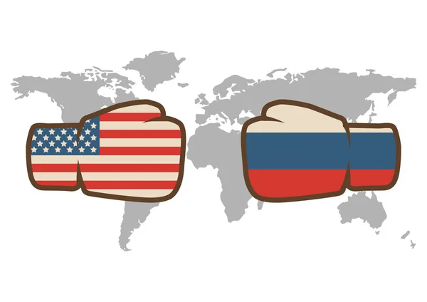 Konflikt Zwischen Usa Und Russland Männliche Fäuste Konfliktkonzept Der Regierungen — Stockvektor