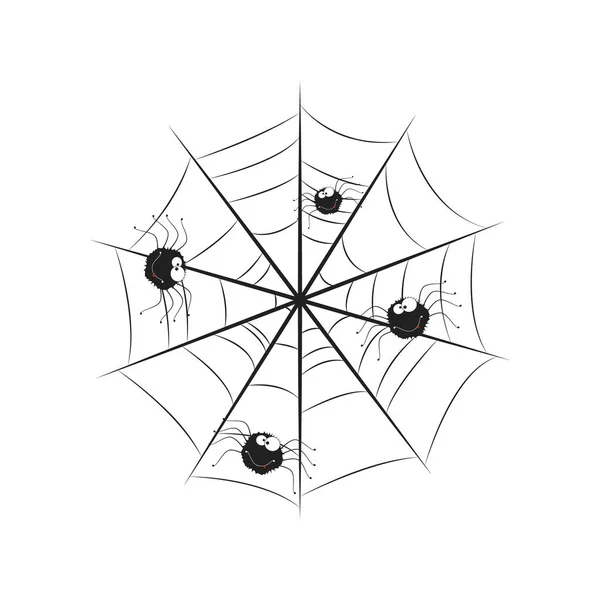 Arañas Web Feliz Halloween Vector Letras Caligrafía Navideña Con Araña — Archivo Imágenes Vectoriales