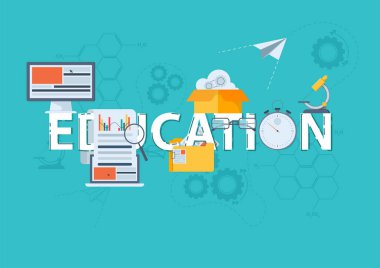 İnce çizgi düz tasarım afiş eğitim web sayfası, klasik ve on-line eğitim, artan bilgi, üniversitelerin seçim için. Vektör illüstrasyon kavramı Web sitesi ve mobil Web afiş için