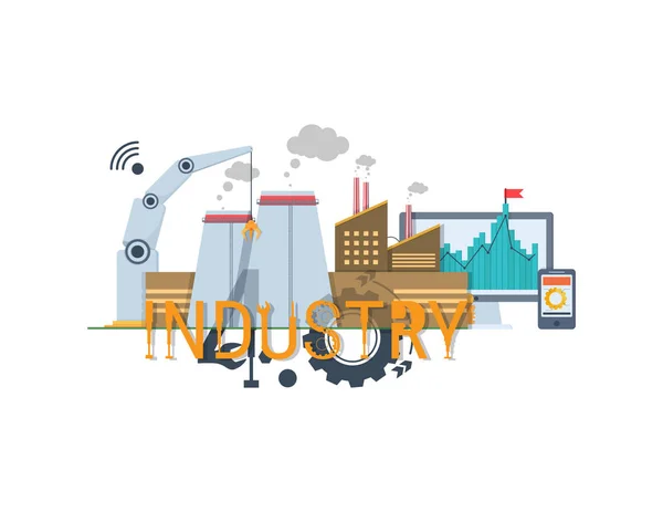 New Industrial Revolution Industry Banner Smart Industrial Revolution Automation Robot — Stock Vector