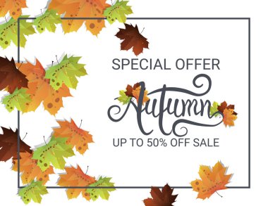 Sonbahar hat. Sonbahar Satılık. Mevsimlik yazı. Web banner şablon. Vektör çizim
