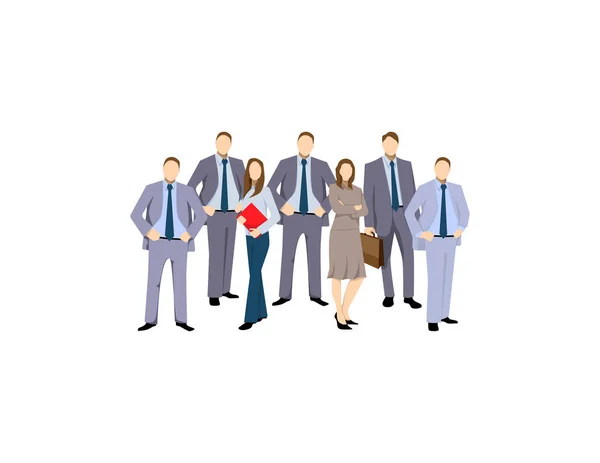 Group Business Men Women Working People White Background Business Team — Stock Vector