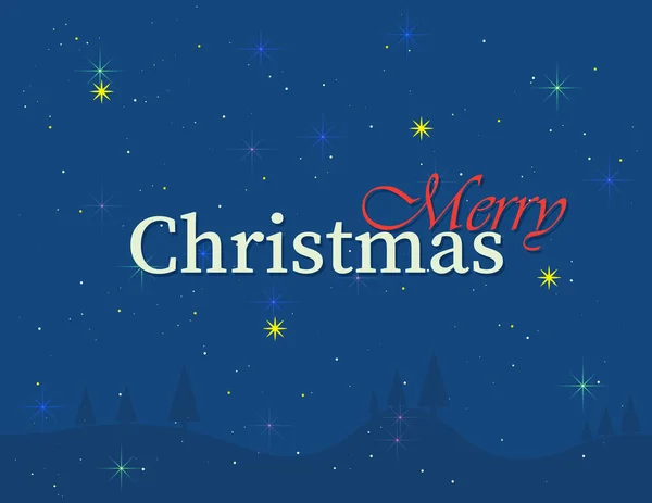 Navidad Año Nuevo Tarjeta Felicitación Fondo Azul Cielo Estrellado — Vector de stock