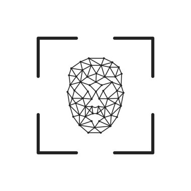 Kare yüz tanıma kimlik tarama satırı sanat vektör simgesi uygulamalar ve Web siteleri - vektör çizim için