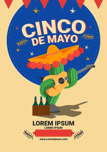 Çalarken sombrero kaktüs. Tatil Cinco de Mayo. Müzik aletleri gitar.