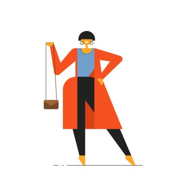 Takım elbiseli kadın. Dünya Kadınlar günü. Yoga. Spor - vektör