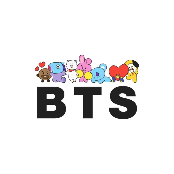 BTS - boy band sul-coreano. Impressão para t-shirts. Ilustração vetorial — Vetor de Stock